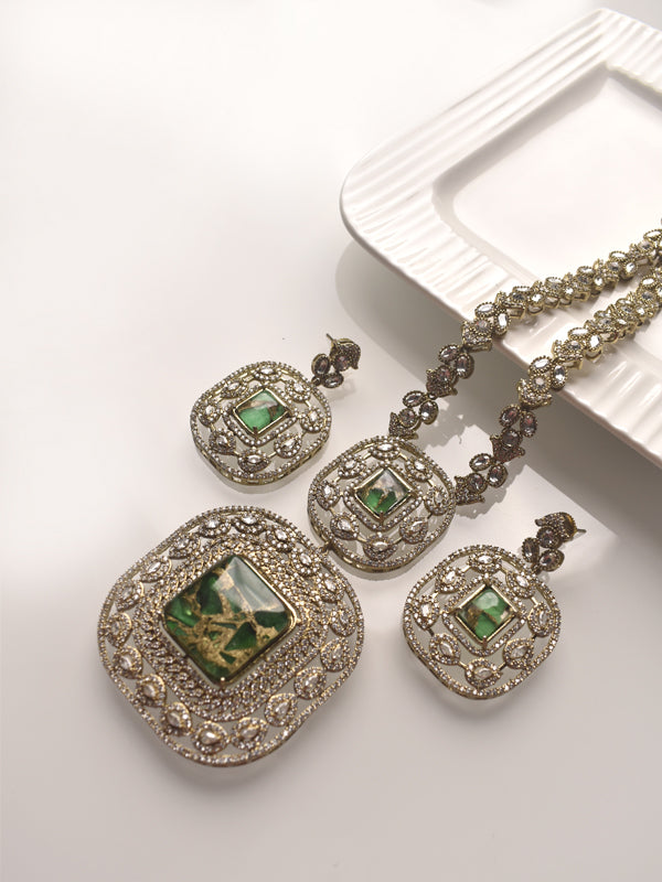 Multi Stone  Necklace Set | Green Stone Necklace Set