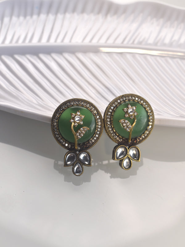 Green Stone Necklace Set | Multi Kundan Necklace Set