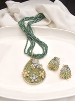 Load image into Gallery viewer, Green Beaded with Stone Pendant
