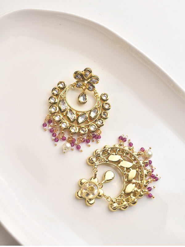 Green Earring with Golden Polish 
