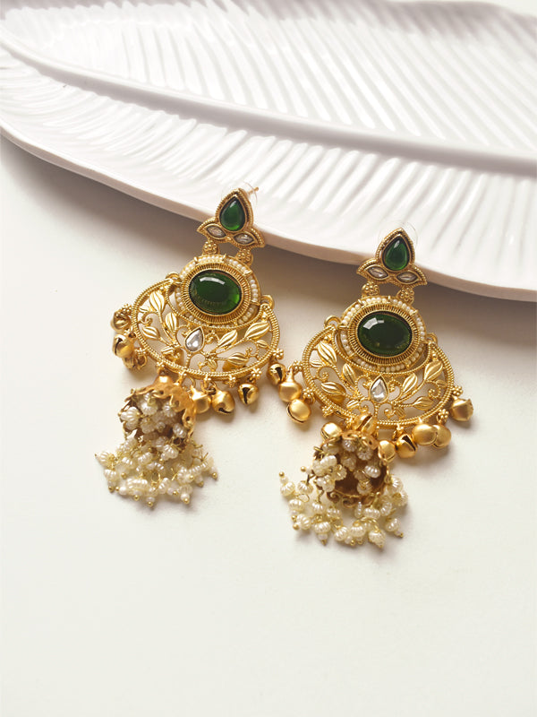  Green Earrings with Pearl drops 