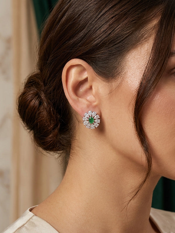Green Stone AD Earrings