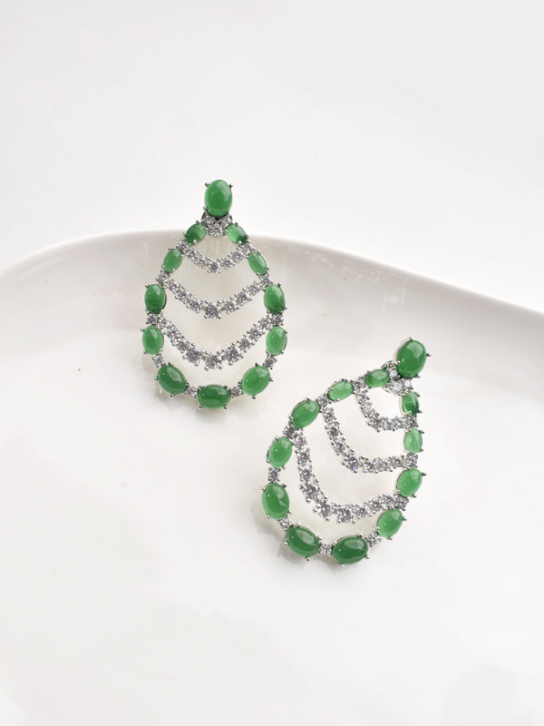 Green Stone Earrings | Party Wear Earrings
