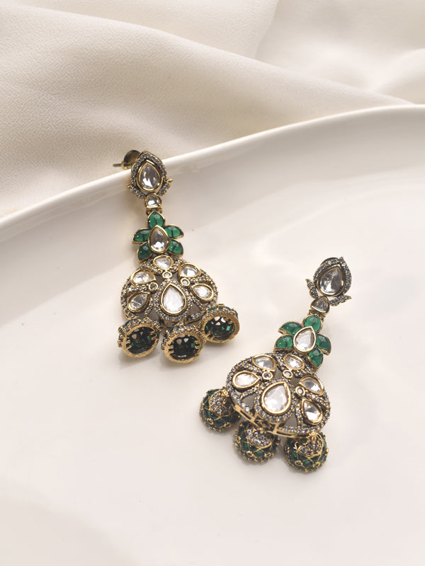 Green Stone Earrings | Stylish Kundan Earrings