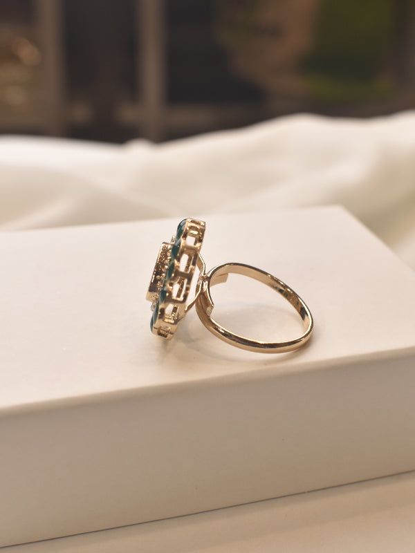 Green Stone Finger Ring | Golden Finger Ring.