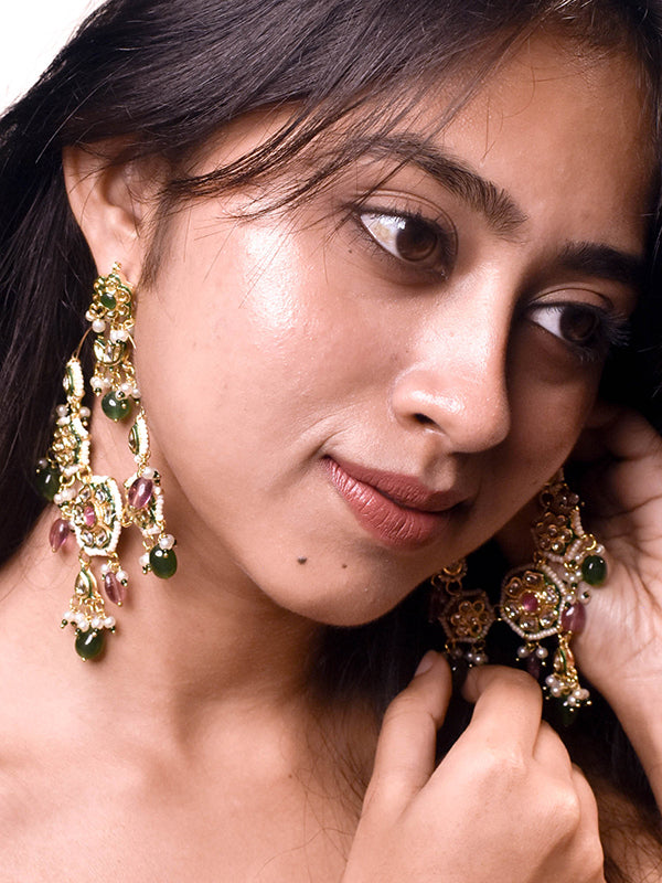 Green and Pink Earring