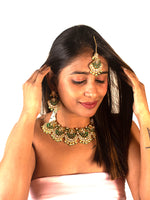 Load image into Gallery viewer, Green and White Kundan Necklace Set 
