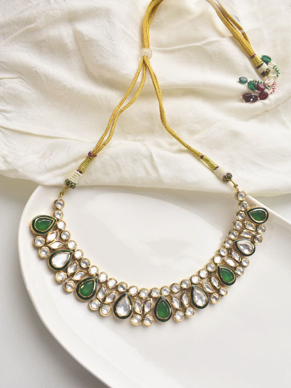 Green and white kundan necklace set | beautiful kundan necklace set