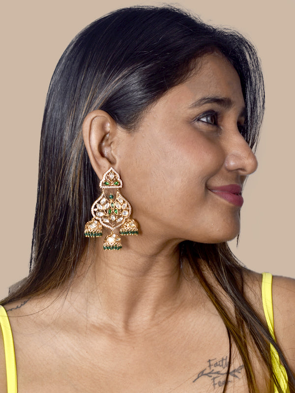 Green and White Stones | Stylish Kundan Earring