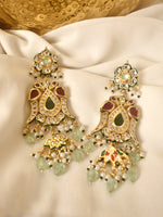 Load image into Gallery viewer, Earrings with green and red stones 
