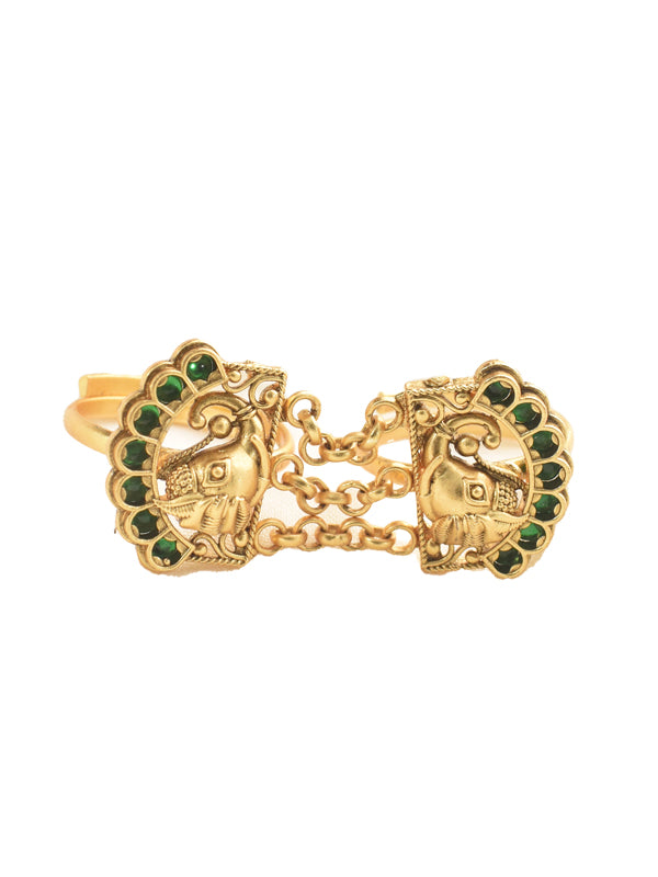 Hand-Carved Elephant Figural Double Band Ring 