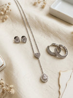 Load image into Gallery viewer, Heart and Teardrop Pendant and Silver Hoops
