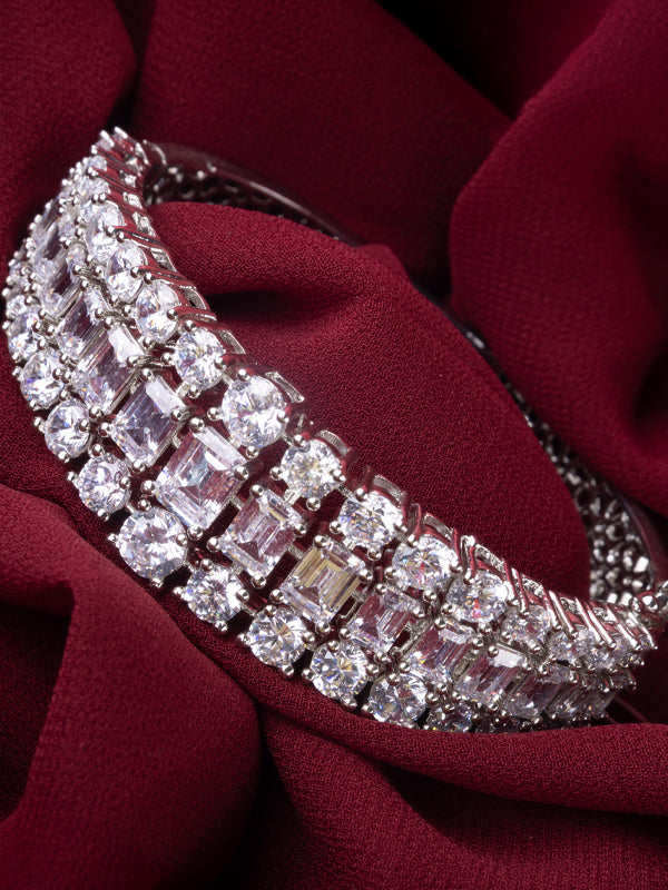 High shine 3 row silver tone bracelet