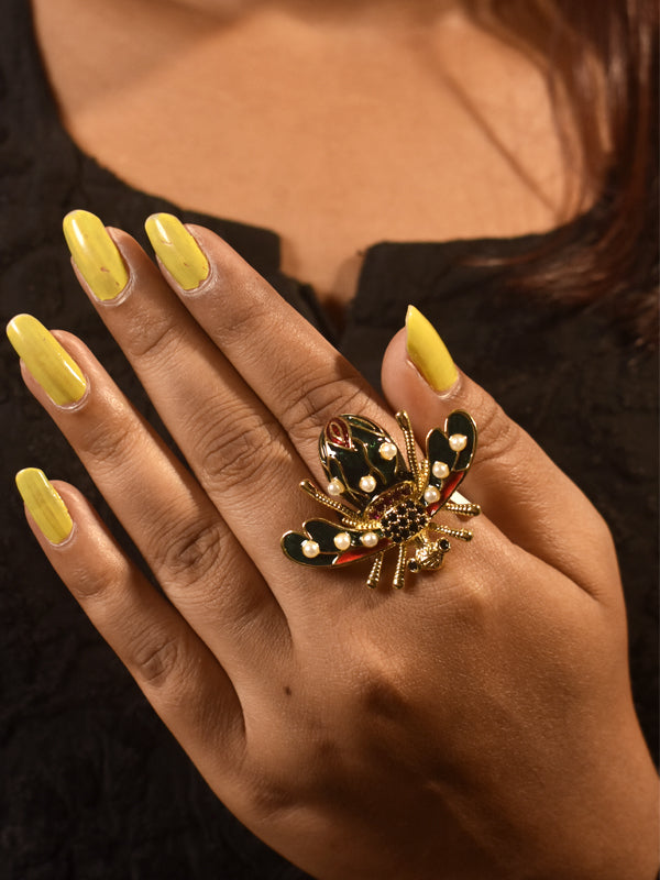 Honey Bee Finger Ring | Anti Tarnish Bee Finger Ring