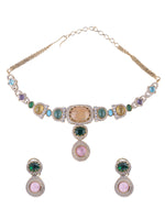 Load image into Gallery viewer, Indo-Western Necklace with Colourful fancy Stones
