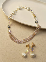 Load image into Gallery viewer, Iridescent Crystal &amp; Baroque Pearl Statement Necklace
