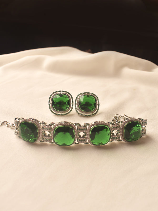 Jewelry set with Big Green Gemstones