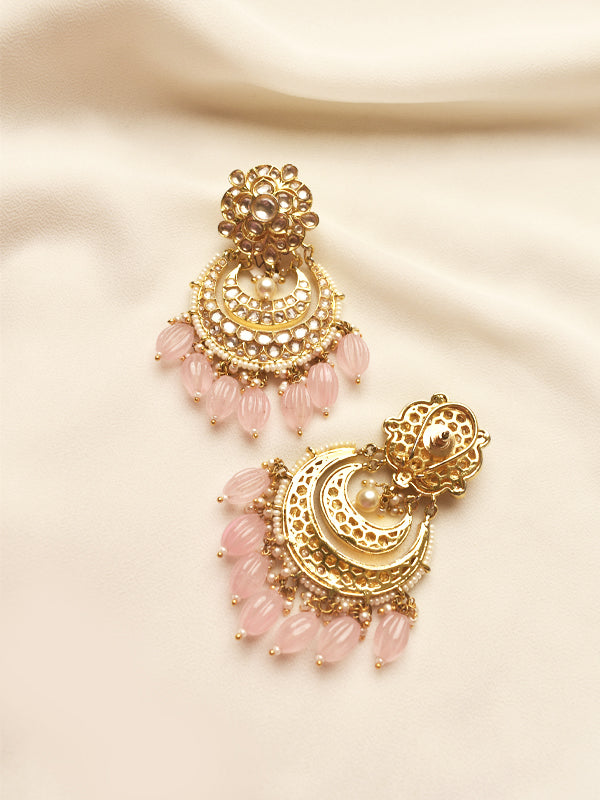 Golden Chandbali | Beads Earring