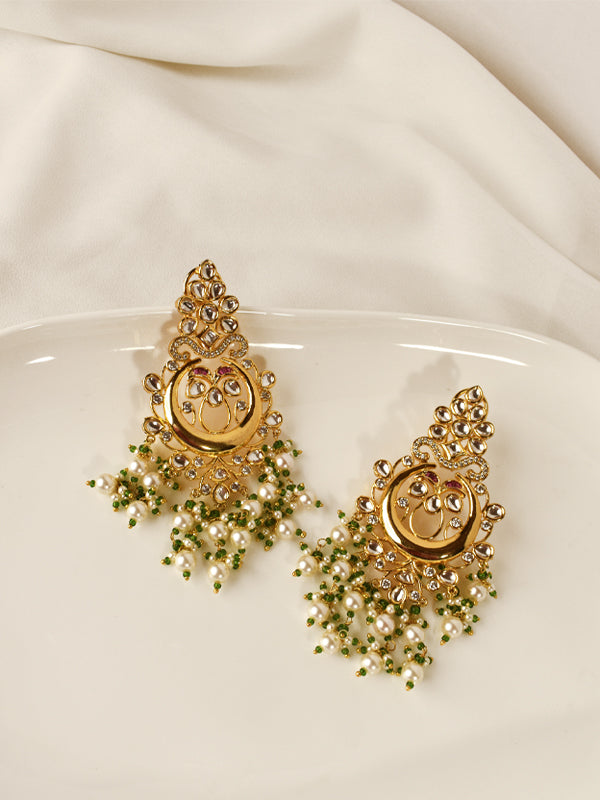 Stylish Danglers Earring | Kundan Earring with Golden Polish