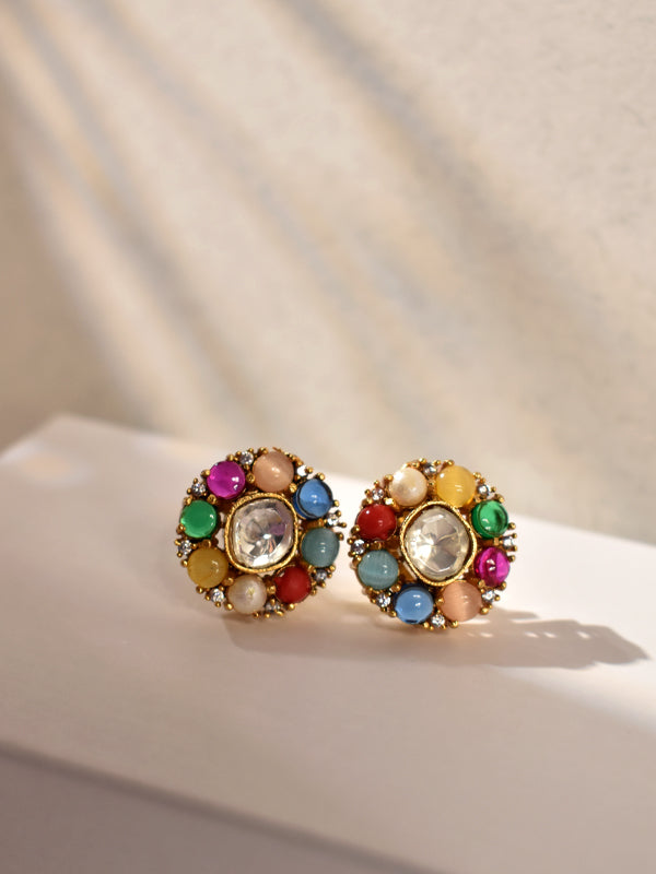 Multi Color Stone Earring | Kundan Earrings