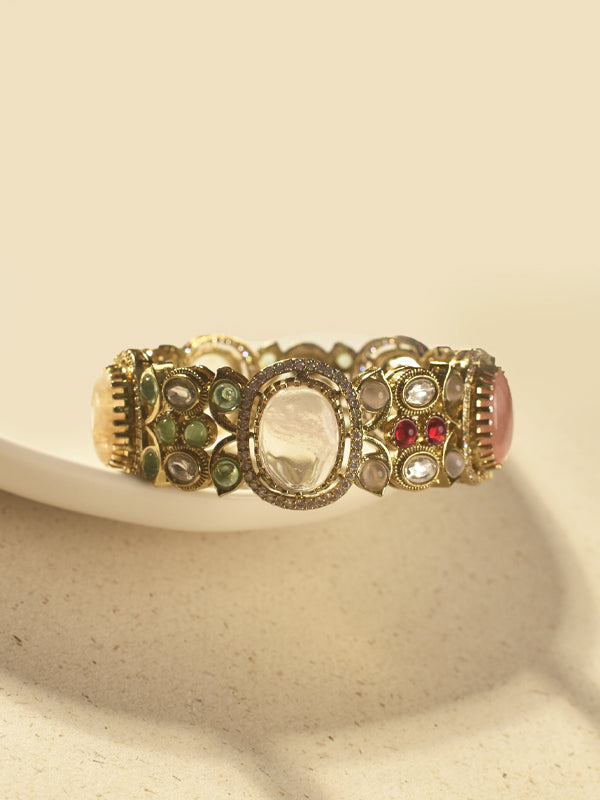 Kundan Bracelet with Multiple Colorful Gemstones 