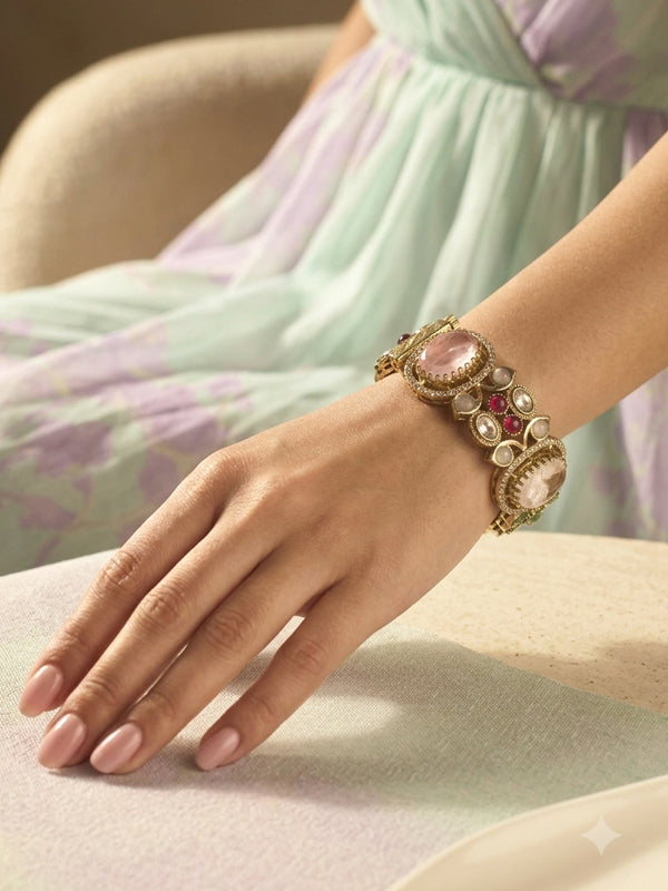 Kundan Bracelet with Multiple Colorful Gemstones | Indo-Western Bracelet with Colourful fancy Stones