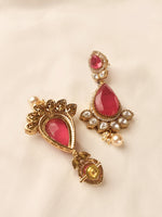 Load image into Gallery viewer, Kundan_Earring with red Gemstones 
