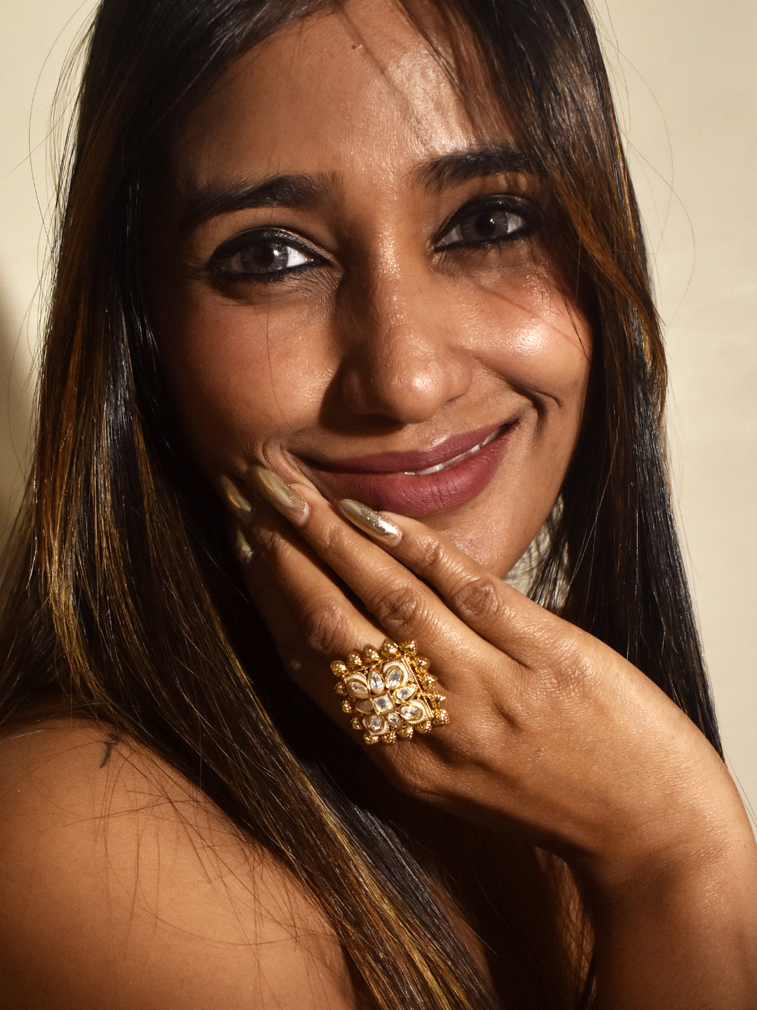 Kundan Finger Rings | Golden Finger Rings For Women