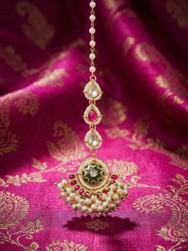 Kundan Maang Tikka with Pearl Drops 