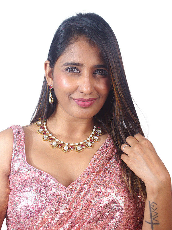 Kundan Necklace | Pink Stone Necklace