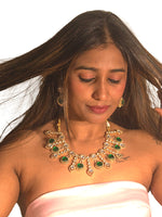 Load image into Gallery viewer, Kundan Necklace with Green Stones | Kundan Necklace
