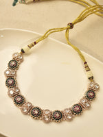 Load image into Gallery viewer, Kundan Necklace with Green and Pink Gemstones 
