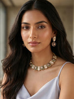 Load image into Gallery viewer, Kundan Necklace with Green and Pink Gemstones | Kundan and Meenakari Choke for Women 
