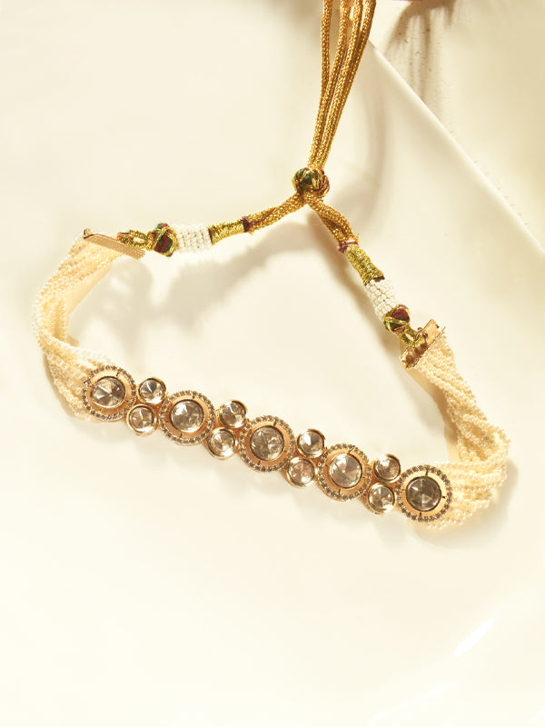  Kundan Necklace with multi-strand seed pearl bands