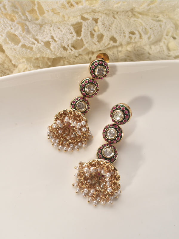 Kundan Pearl Drop Statement Earrings