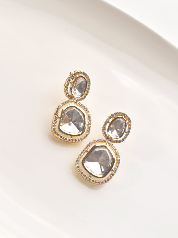 Kundan Stud | Golden Polish Earrings