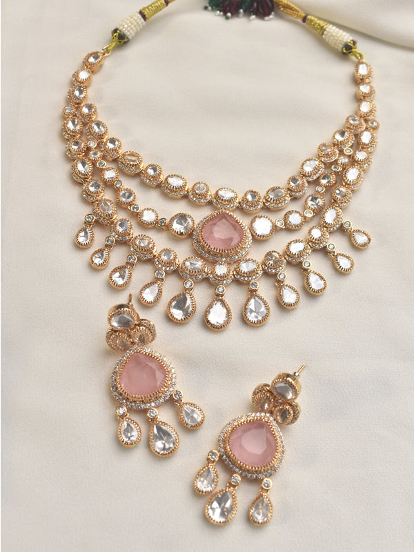 Kundan and Pink Stone Necklace Set