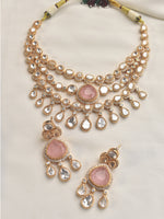 Load image into Gallery viewer, Kundan and Pink Stone Necklace Set
