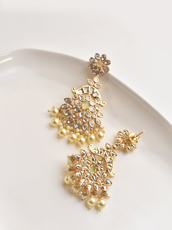 Kundan earrings with intricate designs 