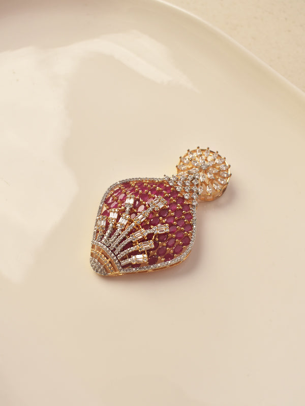 Large Shield-Shaped Deep Pinkish Pendant Set