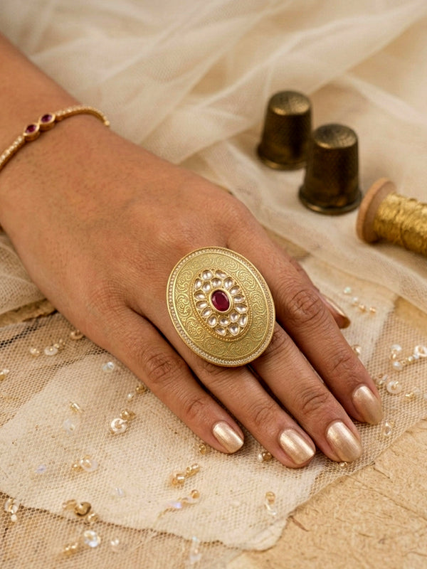 Large and Clear Stone Ring | Beautiful Kundan Finger Ring 