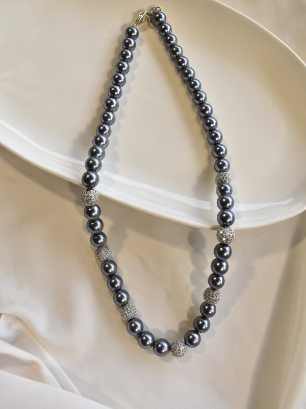 Grey Necklace | Long Beaded Necklace