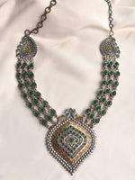 Load image into Gallery viewer, Green Metal Necklace | Long Necklace
