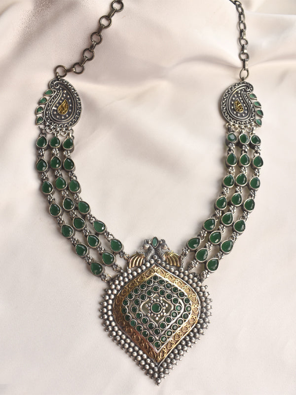 Green Metal Necklace | Long Necklace