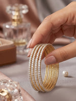 Load image into Gallery viewer, Majestic Thin AD Churi Set | Lightweight Golden Churi Set for Women
