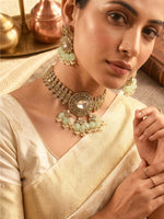 Load image into Gallery viewer, Mint Green Beads and Kundan choker Necklace
