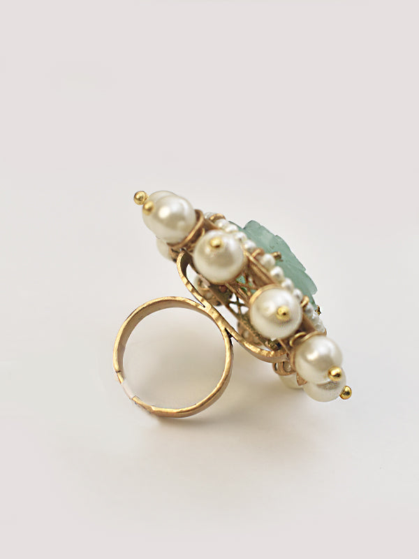 Mint Green Floral Finger Ring