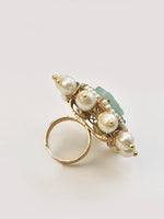 Load image into Gallery viewer, Mint Green Floral Finger Ring
