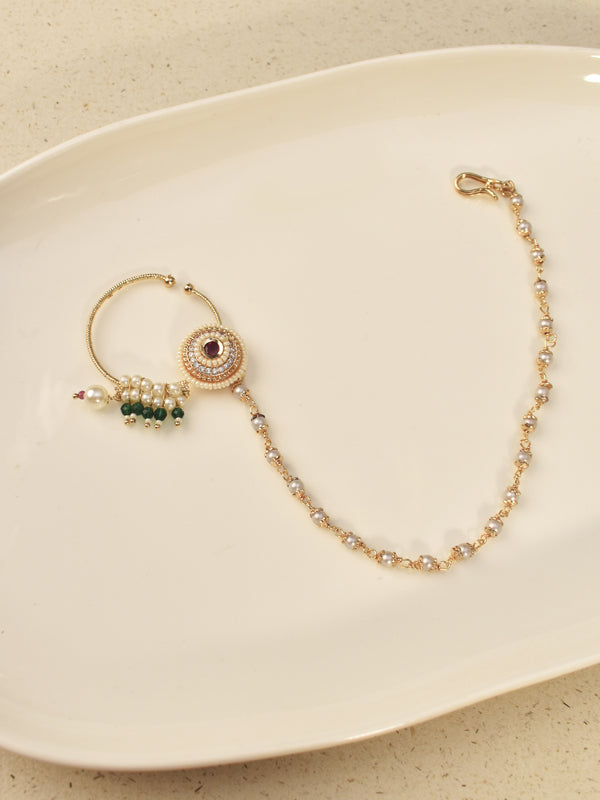 Moti Chain Pearl & Ruby Bridal Nath
