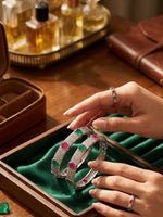 Load image into Gallery viewer, Multi-Color Gemstone Bangles with AD Stone | Pink and Green AD Bangles
